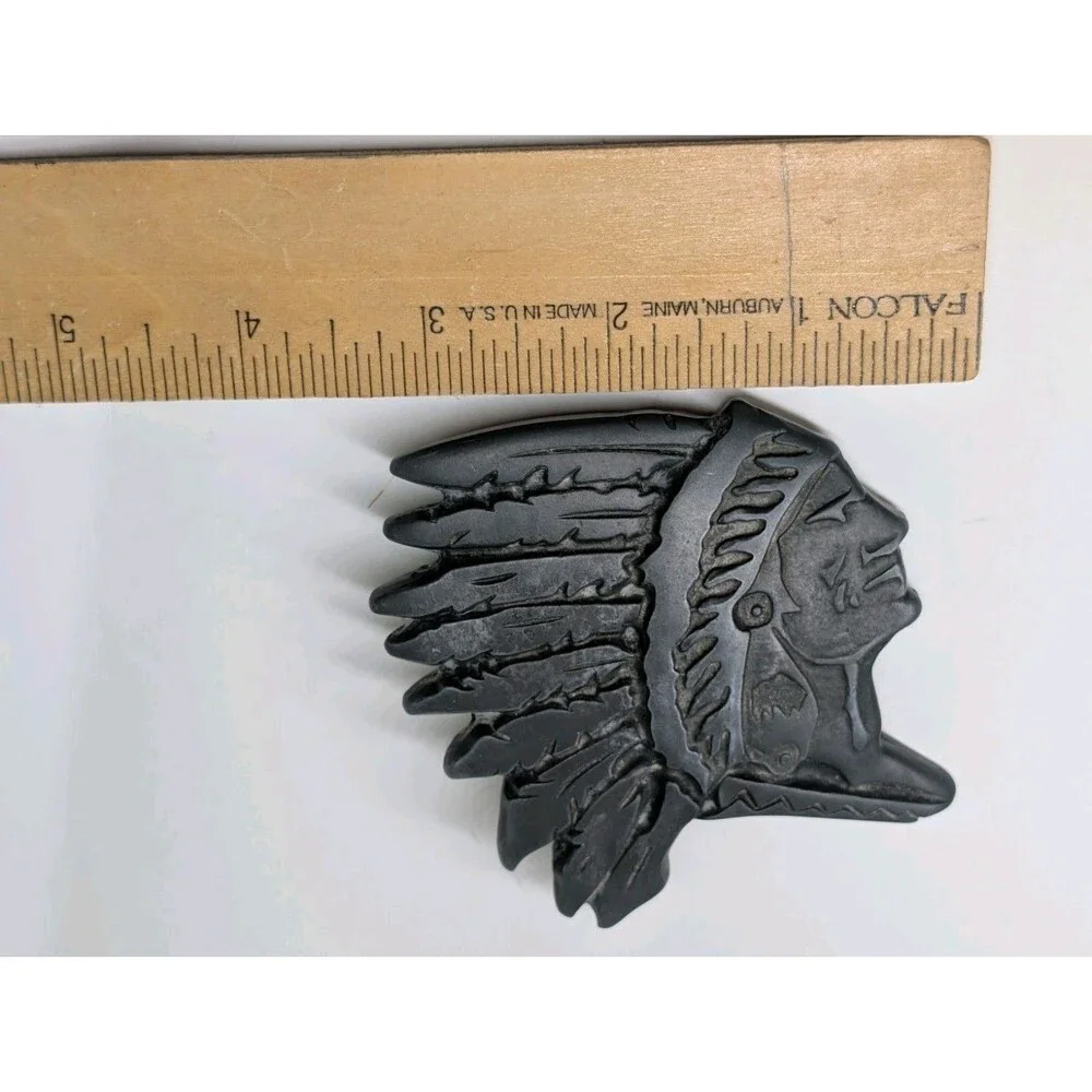 Vintage Metal Native American Indian Chief Belt Buckle Western Wear War Bonnet